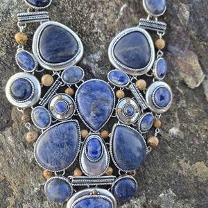 Oversized Sodalite Bib Festival  Necklace